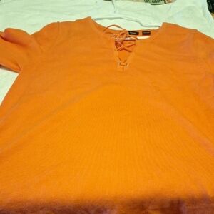 Jeanne Pierre Vibrant Orange Lace-Up Top